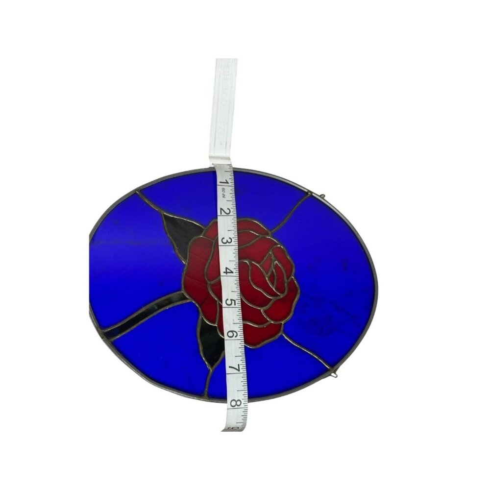 Enchanted Rose Stained Glass Suncatcher, Window Hanging, Red Rose Gift for Her, - Picture 4 of 4